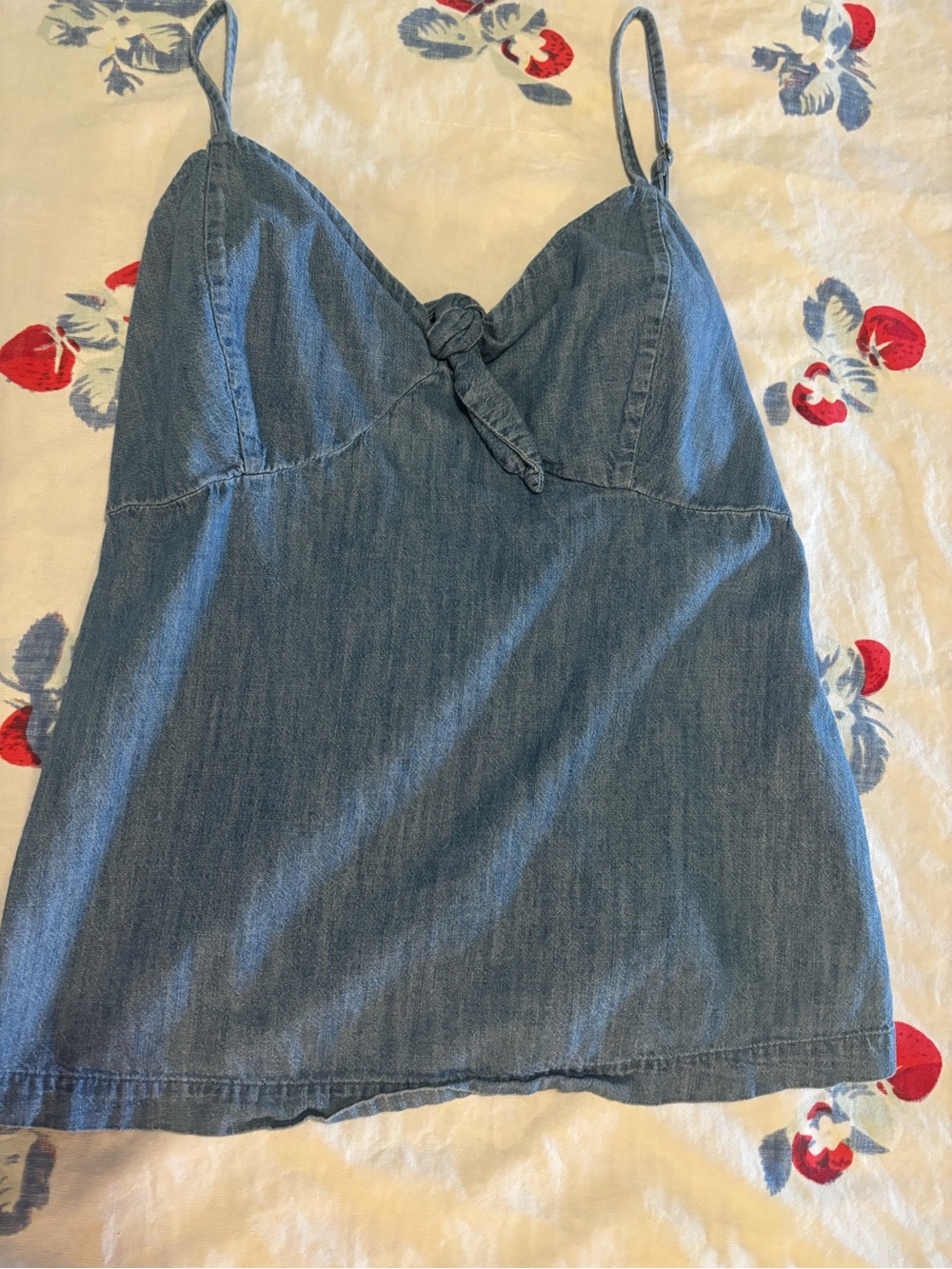 Old Navy Denim Blue Tie-Front Tank Top